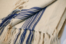 Load image into Gallery viewer, Natural Twill with Lapis Striped Border
